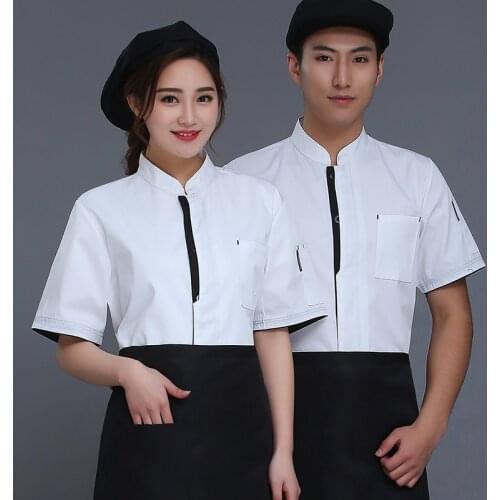 Chefs Clothing Short Sleeve Summer Restaurant Hotel Chef Cake Pastry Workwear Breathable Khan Summer Restaurant Chef uniform