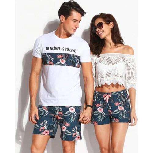 Quick Dry Beach Shorts Men Women Printed Couple Swimwear Elastic Swim Trunks Sport Swimming Surfing Lovers Short de bain homme