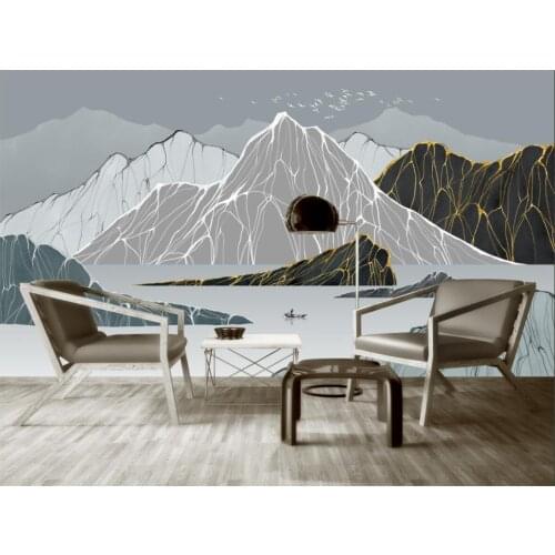 Custom wallpaper modern light luxury abstract ink landscape background wall painting home decoration living room 3d wallpaper