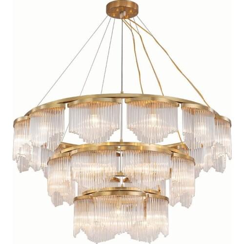 Postmodern Crystal Chandelier Luxury Round Glass Suspension Light Fashion Art Living Room Dining Room Atmosphere Chandelier H131