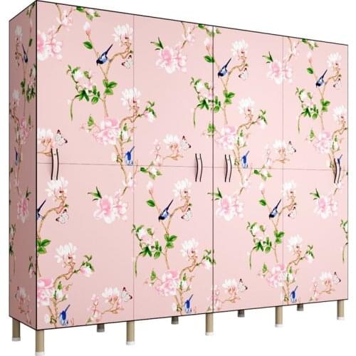 Open door type simple cloth wardrobe steel pipe thickened reinforced steel frame storage hanging wardrobe home Oxford cloth