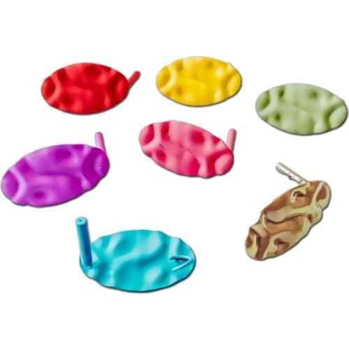 Multicolors Plated Oval Dent Stud Earrings Accessories Eardrop Pendant Necklace Jewelry Component Diy Handmade Material 10pcs