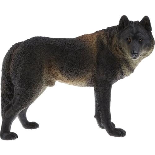 Realistic Animal Model Figurine Action Figures Playset Kids Toy Black Wolf