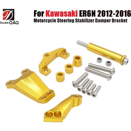 CNC Adjustable Motorcycle Linear Reversed Steering Damper with bracket Support For KAWASAKI ER-6N ER6N ER 6N 2012-2016