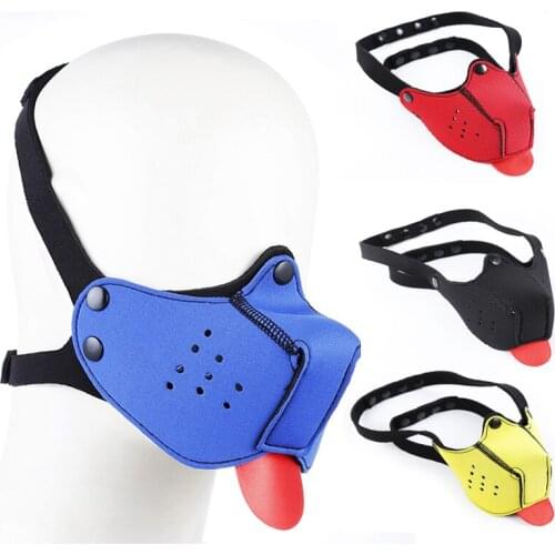 SM Puppy Play Dog Mask Hood Rubber Half Face Bondage Muzzle Mask With Tongue Dog Adult Game Slave Roleplay Restraint Mouth Gag
