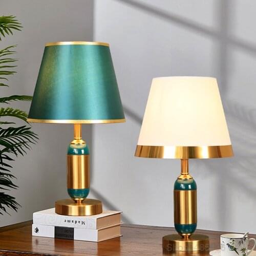 Post-modern Luxury Bronze Table Lamp Luxury Bedroom Bedside Desk Lamp Living Room Study Stand Lighting Fixtures Home Art Decor