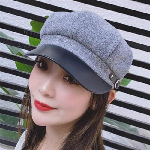 Woolen Octagonal Hats For Women Casual Winter Autumn Hat Ladies Fashion Boinas Beret Cap Female Newsboy Caps