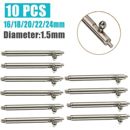 16/18/20/22/24mm Watch Bands Strap Spring Bars Pins 10pcs 1.5mm Quick Release Stainless Steel Spring Bars Watch Repair Tool