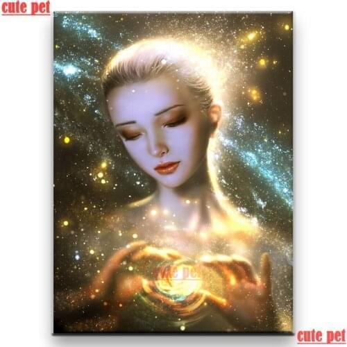 Cute pet DIY handmade diamond Starry sky woman cross stitch Mosaic home decorative art painting wallpaper 5D Diamond Embroidery