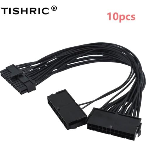 TISHRIC 10PCS ATX 20+4 24Pin Power Supply Synchronizer ADD2PSU Dual Molex PSU Extension Cable Adapter Riser For GPU Miner Mining