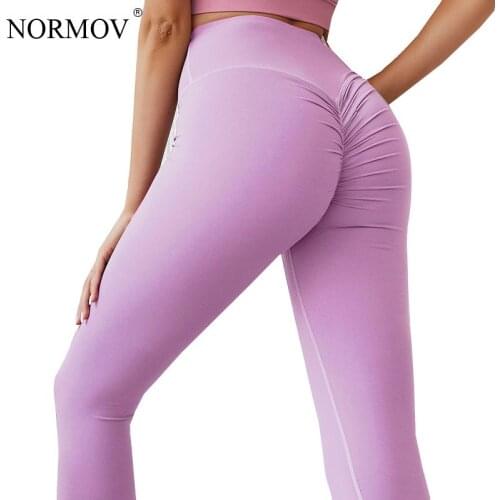 NORMOV Womens Leggings Push Up High Waist Workout Leggings Women Solid Color Athletic Fitness Legging