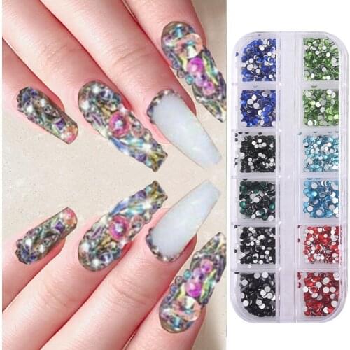 1 Sets Gold Mixed Hollow 3D Decorations Nail Flower Rhinestone Mixed Size AB/Clear Metal Frame Nail Jewelry DIY Nail Art Designs