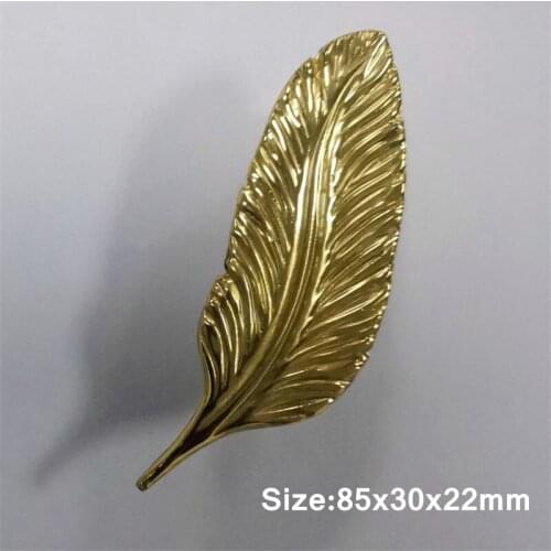 1Pc Solid Brass Feather Shaped Cabinet Door Handle Gold Pure Copper Dresser Knob Diy Furniture Handles Accessories