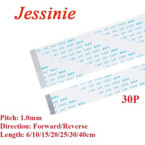 10pcs FPC/FFC 30P Ribbon Flexible Flat Cable Wire Pitch 1.0mm 6/10/15/20/25/30/40cm Length Forward Reverse Direction Connector