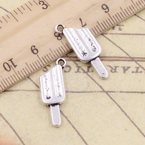 10pcs Charms Ice Cream Popsicle 25x9mm Tibetan Silver Color Pendants Antique Jewelry Making DIY Handmade Craft Pendant