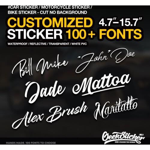 12-40cm Custom Text Decal Sticker Your Name Slogan Company name Number For Car Motorcycle Bike Boat Shop Window Waterproof OEM