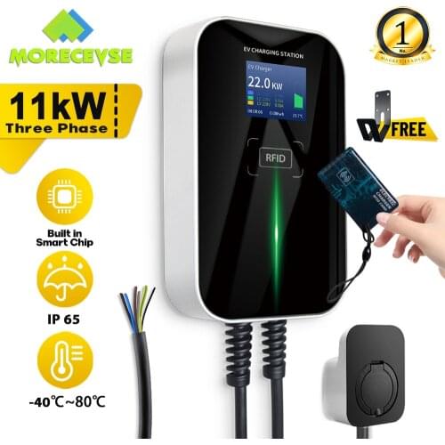 16A 3Phase EV Charger RFID Electric Vehicle Charging Station EVSE Wallbox Type 2 Socket IEC 62196-2 for Mercedes-Benz, Hyundai