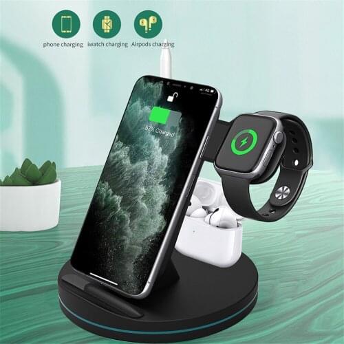 3 in 1 15W Fast Wireless Charger Station QI Wireless Charging Stand Dock for iPhone 12/11/8 Pro Max AirPods iWatch Samsung S9