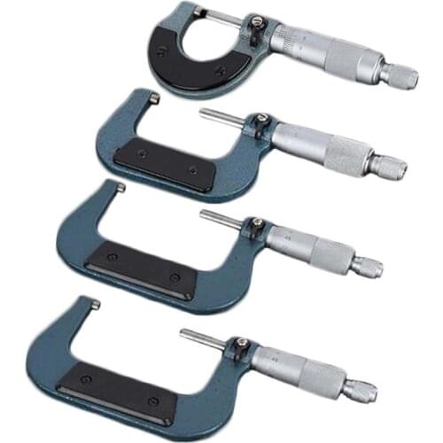 4Pcs Outside Micrometer Set 0.01mm Accuracy Machinist Tools Vernier Caliper Gauge 0-25/25-50/50-75/75-100mm Measuring Tools