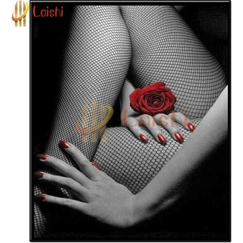 DIY diamond embroidery The temptation of stockings, red rose full square round diamond painting cross stitch kit home decoration