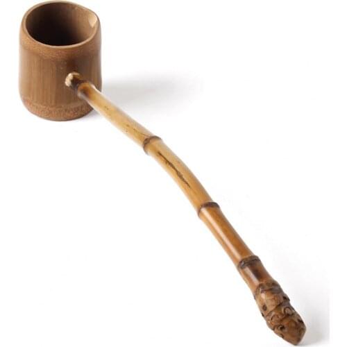 Retro Long-handled Bailer Carbonized Bamboo Root Spoon Water Ladle Scoop Tea Accessories for Home House Bamboo Wine Spoons
