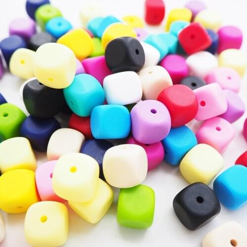 Chenkai 100PCS 13mm Silicone Letter Teether Beads Baby Chewable Dice Beads For DIY Baby Teether Nacklace or bracelet Accessories