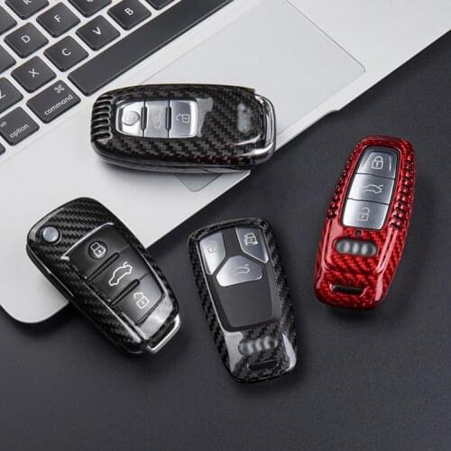 Carbon Fiber Key Case Cover For Audi A1 A3 8P 8V 8L A4 A4L B6 B7 B8 A5 8T A6 C5 C6 C7 A7 4G A8 4E D3 D4 8N 8J Q5 Q7 TT S3 4 6 8