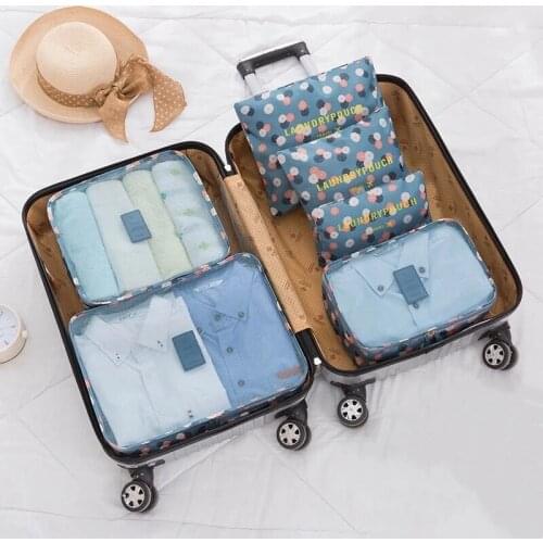 6 Pcs Travel Suitcase Organizer Storage Bag Pack Mesh Bag Portable Clothes Luggage Separate Toiletries Storage Cases Tidy Pouch