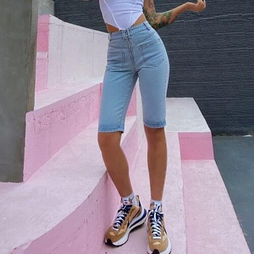 Skinny Capris Jeans Women Female Stretch Knee Length Denim Shorts Pants Women with High Waist Summer Streetwear