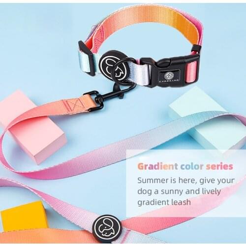 Dog Leash Rope Gradient Necklace Personalized French Bulldog Pomeranian Collar Large Medium Small Dogs Lanyard Pets Accessories