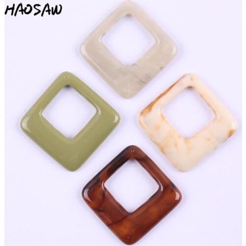 HAOSAW 42*42MM 6Pcs/Lot Jewelry Accessories/Resin Beads/DIY/Marble Effect/Square Shape/Jewelry Making/Hand Made/Earring Findings