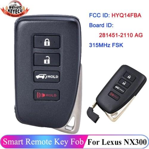 KEYECU Keyless Go Smart Key 4 Button FSK 315MHz 8A Chip SUV for Lexus NX200 2016-2019 FCC ID: HYQ14FBA Board 2110