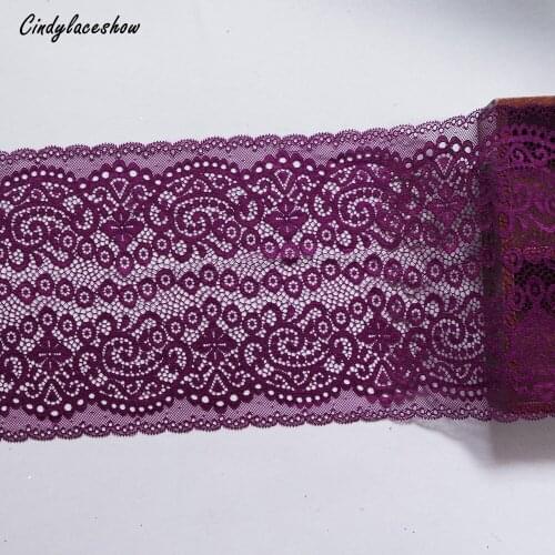 2 Yards 22 cm Wide Stretch Lace Trim Bra Clothing Accessories Bra Sewing Applique Lingerie Elastic French Lace Fabric Purple Red