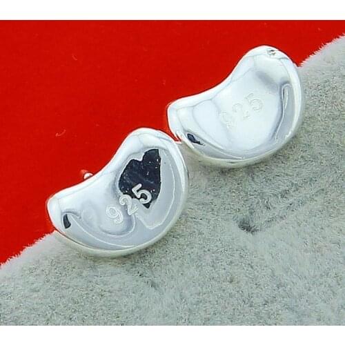 Hot Sale 925 Sterling Silver Classic Beans Stud Earrings Girl Ladies Fashion Jewelry Christmas Gift