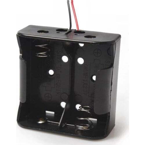 MasterFire 500pcs/lot 2 x 1.5V D Size Battery 2 Slots 3V Plastic Batteries Holder Storage Case Box Cover with Wire Leads