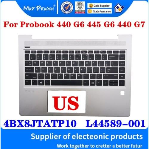 New 4BX8JTATP10 L44589-001 For HP Probook 440 445 G6 440 G7 Palmrest Top Cover Upper Case with US W/N Backlight Keyboard Silver