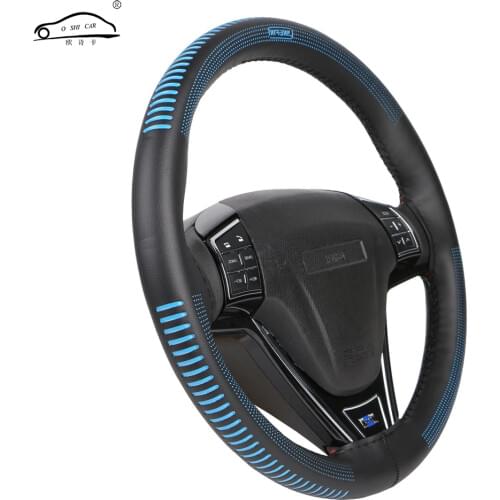 Steering Wheel Cover Universal 38 cm/Artificial Leather Braid for Steering-wheel DIY Thread, Needle Stitch on(3D embossing)