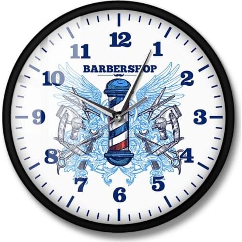 Hair Salon Cutter Pole Silent Swept Barber Shop Modern Design Wall Clock Quartz Clock Hipster Man Club Decor Hanging Wall Watch