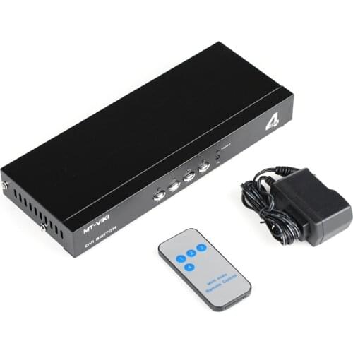 MT-VIKI 4 Port DVI Switch Box 4 Input 1 Output IR Remote Control DVI PC Selector Support 2048*1536 MT-DV401