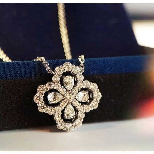 QTT Luxury Silver 925 Jewelry Clavicle Chain Necklace Vintage Hollow Out Aesthetic Flower Pendant Necklace For Ladies Girls