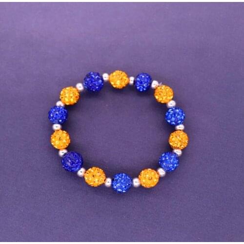 Handmade Yellow Blue Crystal Ball Beads Stretch Beaded Bracelet Bangles Greek Sorority Sigma Gamma Rho Jewelry