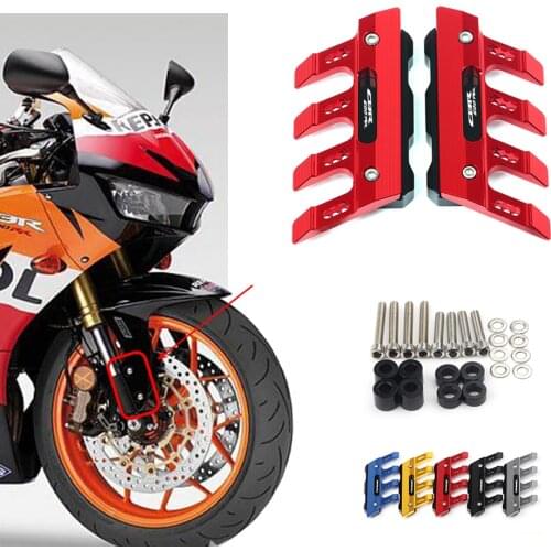 With Logo For Honda CBR600RR CBR 600RR Motorcycle Accessories CNC Aluminum Front Mudguard Anti-Drop Slider Protector Cover