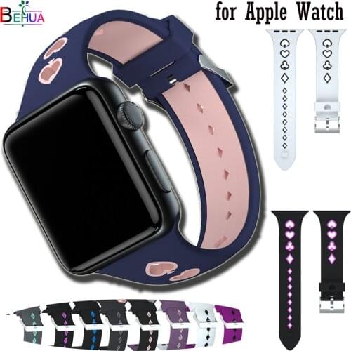 BEHUA Silicone Sport Strap For Apple Watch band 38mm 42mm 44mm 40mm iWatch Series 5 4 3 2 1 belt Bracelet correa wristband new