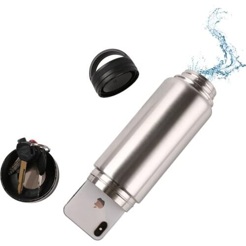 Stainless Steel Tumbler Water Bottle Stash Box Diversion Safe Hidden Bottom Storage and Vacuum