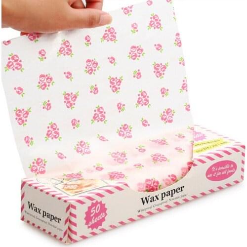 50Pcs/Lot Wax Paper Food Grade Grease Paper Food Wrappers Wrapping Paper For Bread Sand Burger Fries Oilpaper Baking Tools
