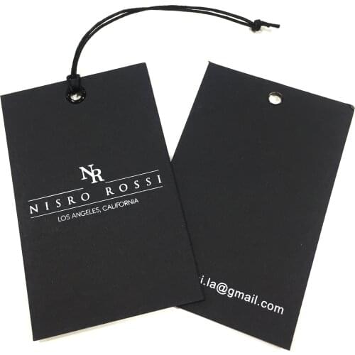 High Quality Cheap Customized Clothing Logo 6.5x10cm Black Hang Tags For Garment