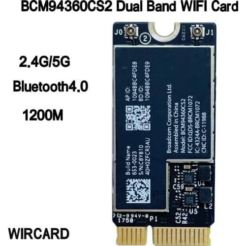 WIRCARD BCM94360CS2 Wireless-AC WIFI Bluetooth BT 4.0 802.11ac Card For 11" A1465 13" A1466 2013 MD711LL/A MD760