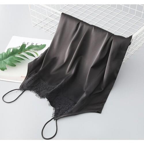 WWENN Lace Top Women Halter V Neck Basic White Cami Sleeveless Satin Silk Tank Tops WomenS Summer Camisole Plus Size Black