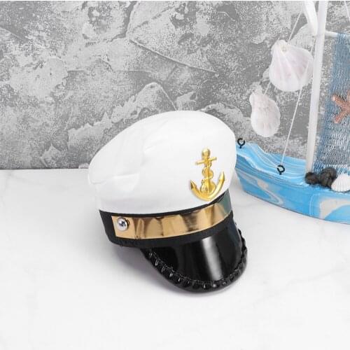 Sailor Funny Headgear Pet Party Hat Cosplay Props for Cat Dog Puppy White Captain Hat Dog Cat Puppy Sailor For Halloween Party