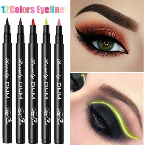 12 Colors Liquid Eyeliner Pencil Waterproof Make Up Eye Liner Pen Matte Black Red Green Colorful Liners Eyes Makeup Long Lasting